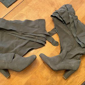 Libby Women's Size 10M grey suede wrap boots - NEVER WORN!
